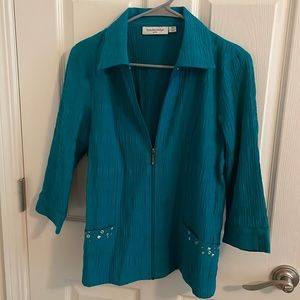 Breckenridge petite Blue Light Jacket embellished pockets size PM